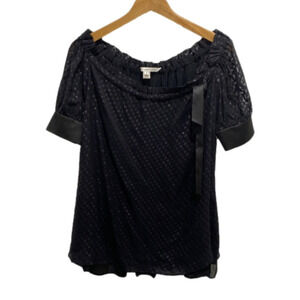 Diane Von Furstenberg Miki Silk Metallic Blouse Top Size 2 🌟